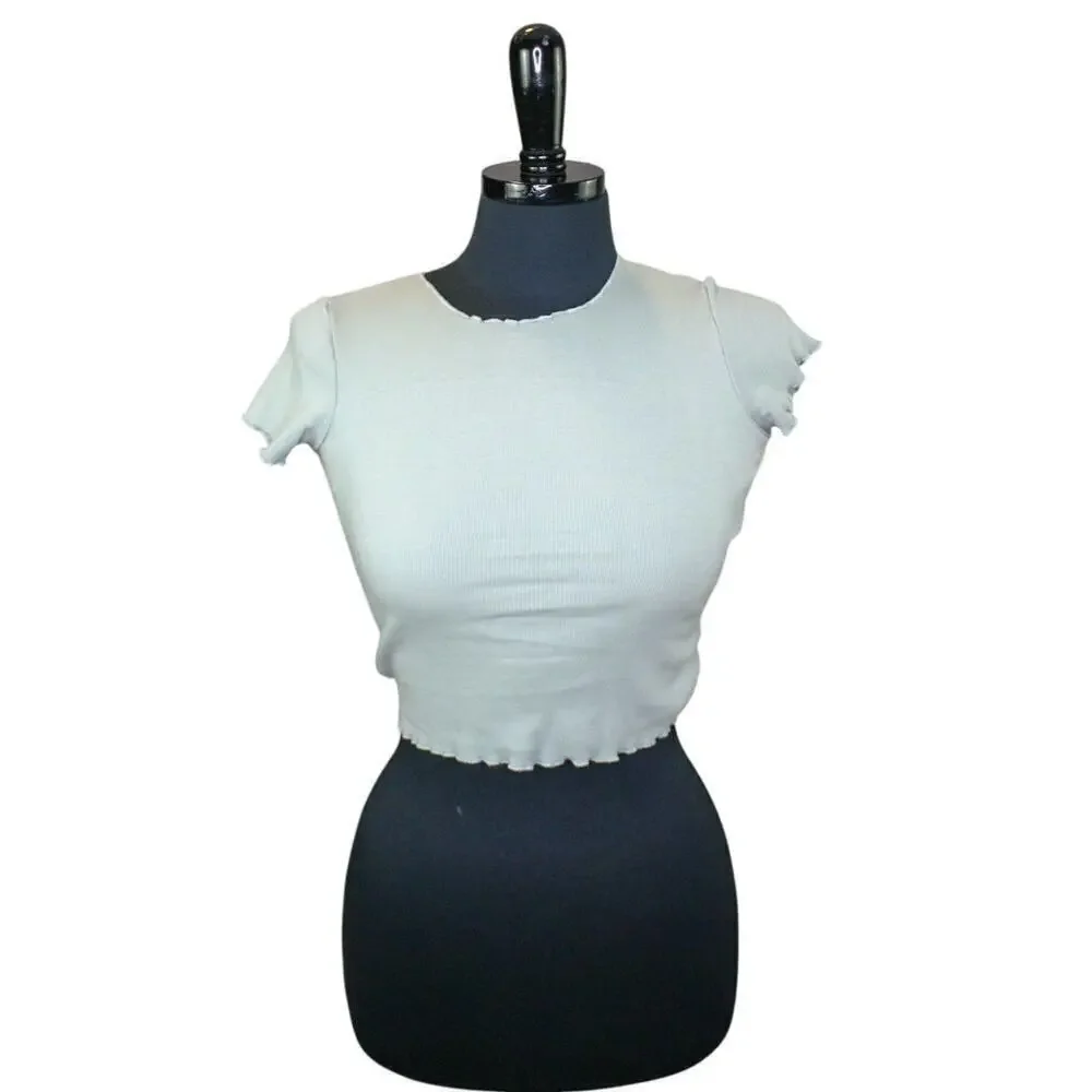 Brandy Melville Crop Top Sage Green Pistachio Stretch Y2K Grunge 90s